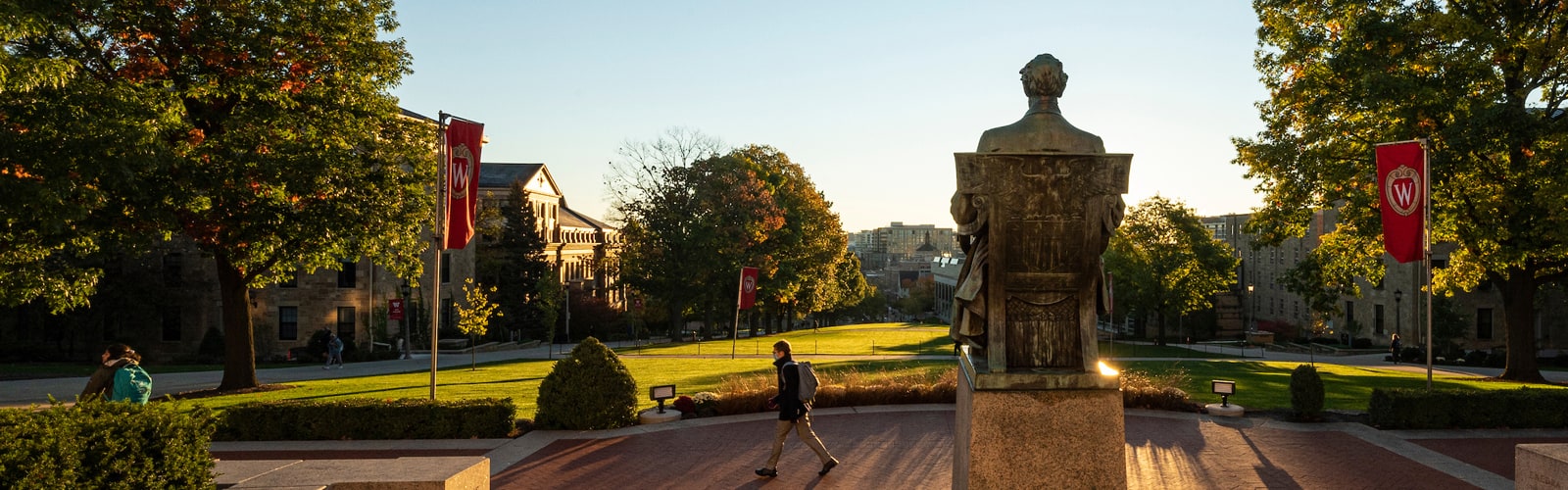An early morning view down Bascom Hill.